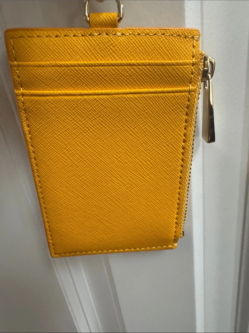 Tory Burch Yellow Saffiano Card Holder with Key Ring